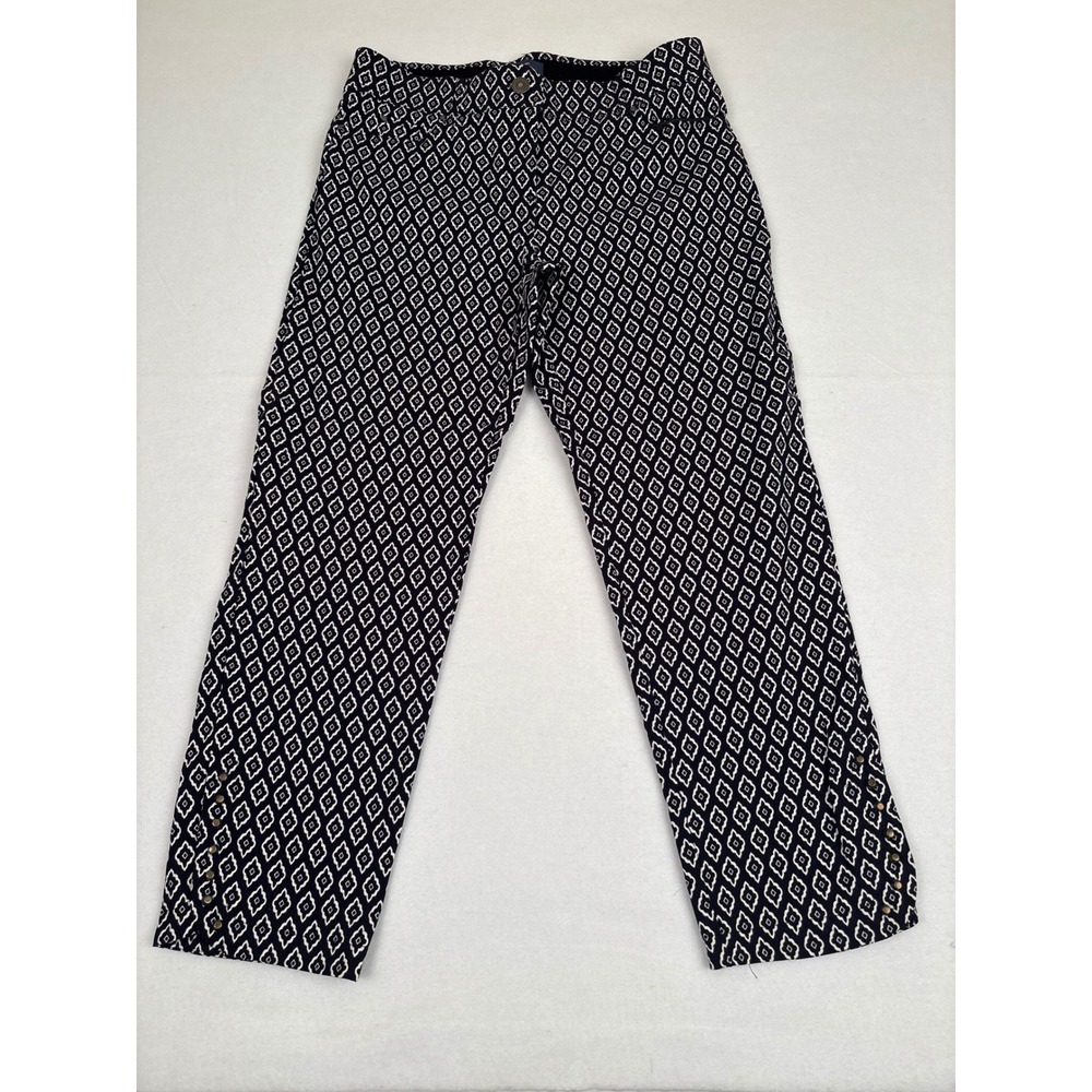 Verve Blues Womens Black White Geometric‎ Diamond Print Ankle Pants